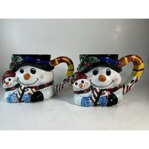 Jay Imports Christmas Holiday Snowman 3D Mug Set Of 2 See Photos And Description